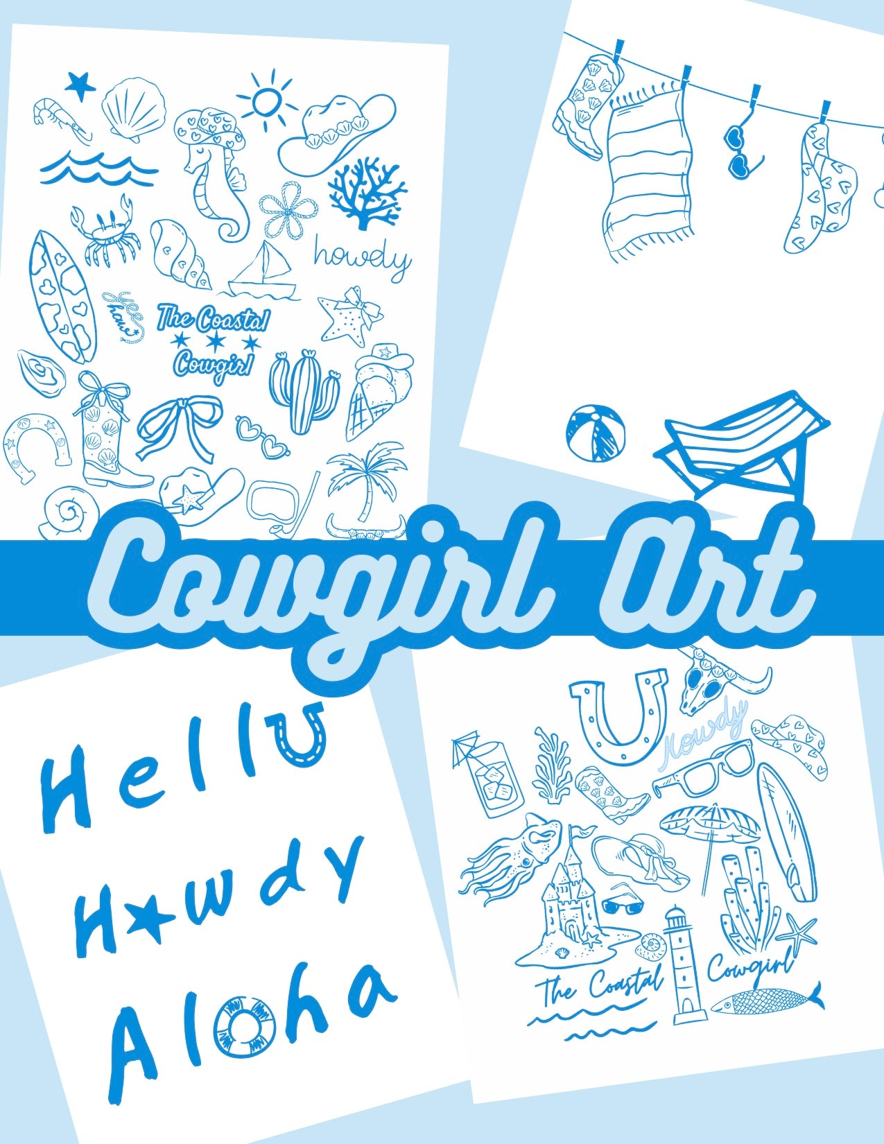 Coastal Cowgirl Art Bundle Digital Download