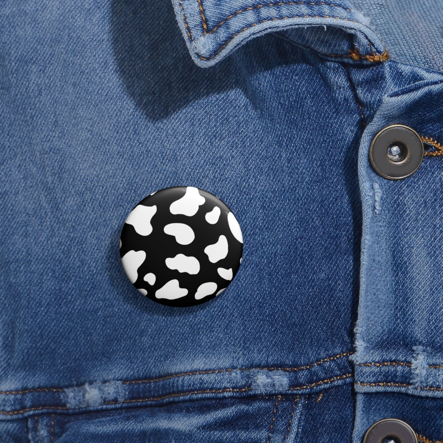 Cow Print Button Pin