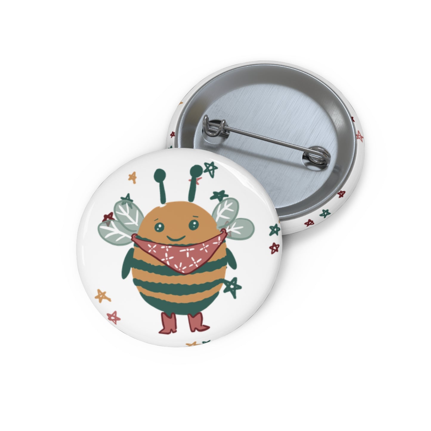 Cowboy Bee Button Pin