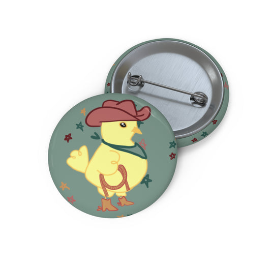 Cowboy Chick Button Pin