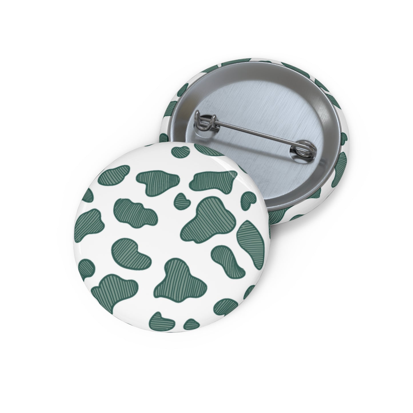 Green Cow Print Button Pin