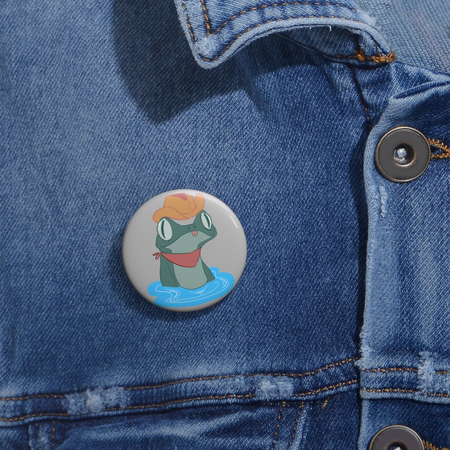 Cowboy Frog Button Pin