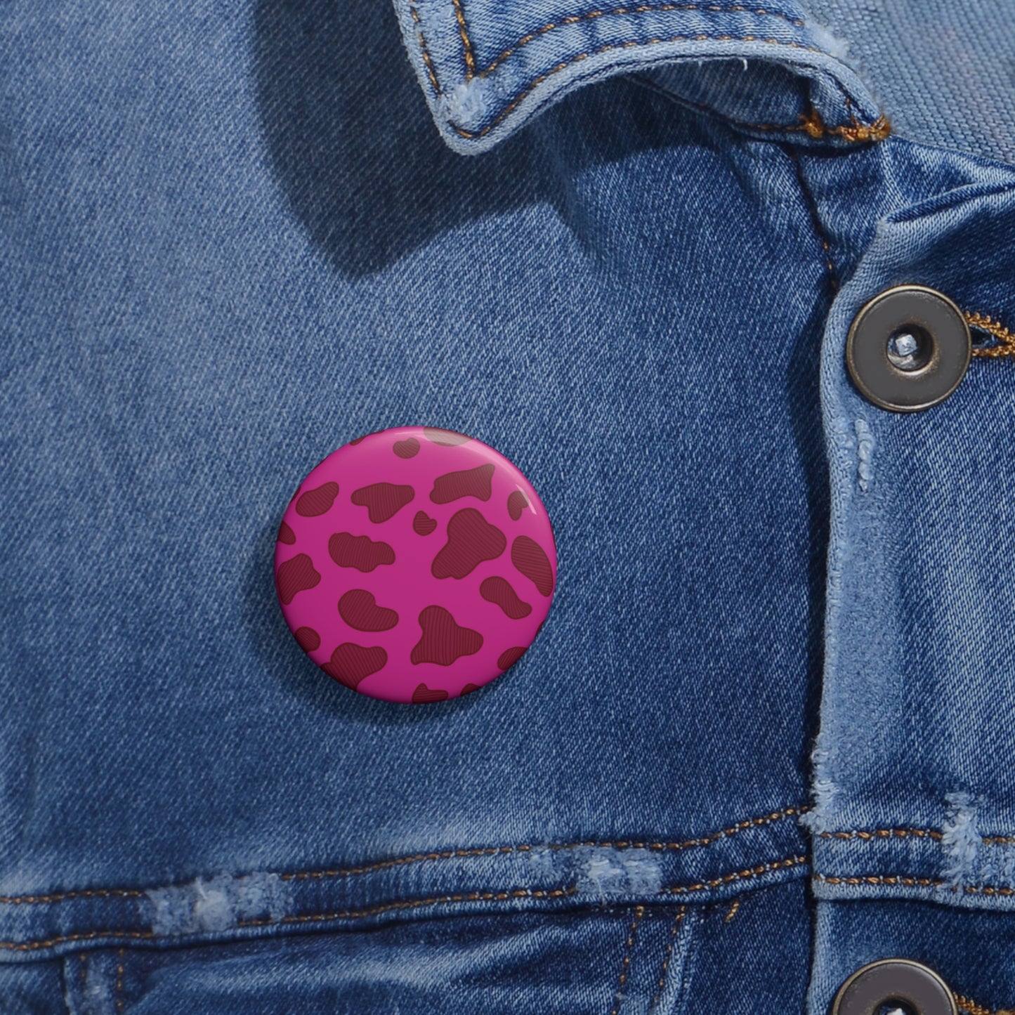 Pink Cow Print Button Pin