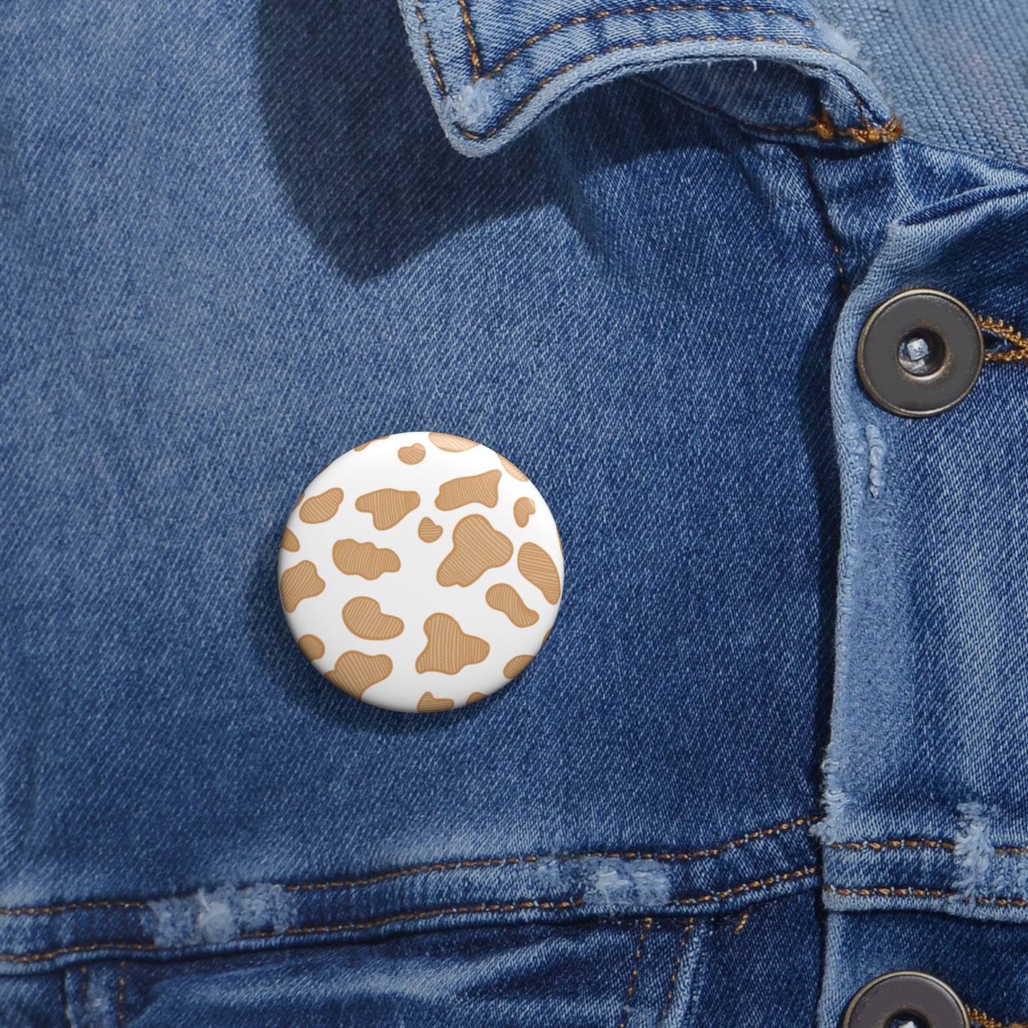 Yellow Cow Print Button Pin