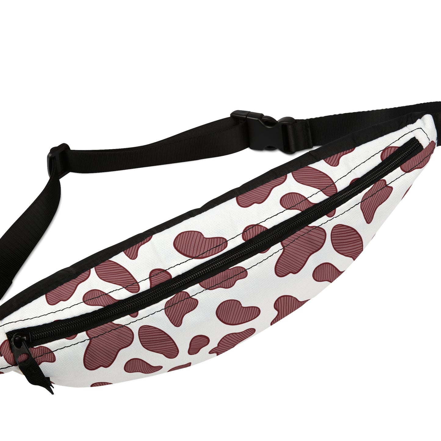 Maroon Cow Print Fanny Pack