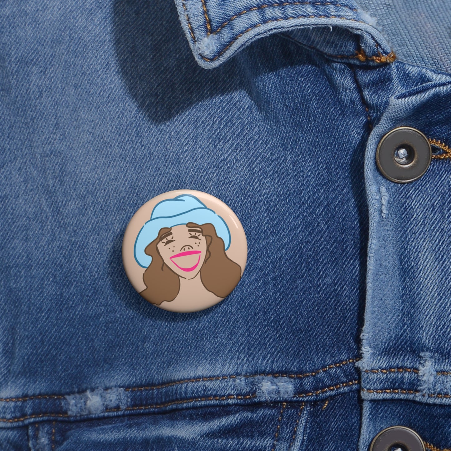 Happy Cowgirl Button Pin